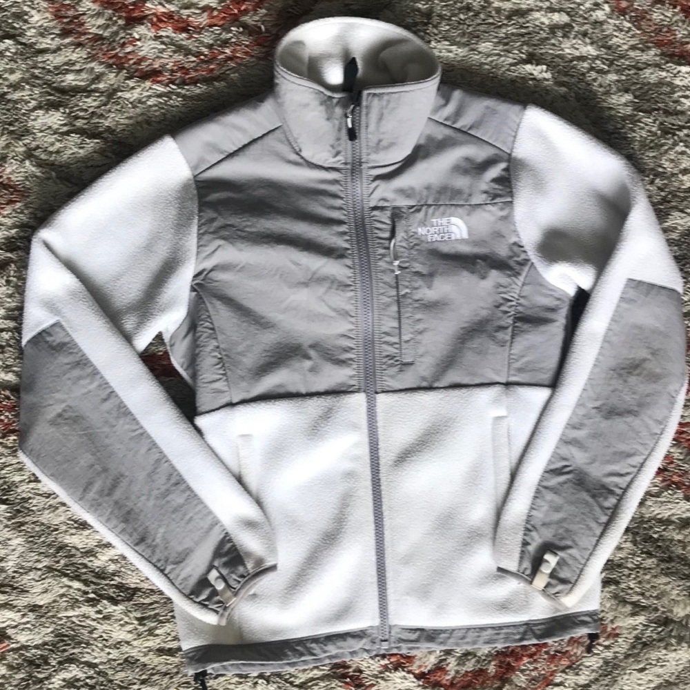 White and Gray North Face Jacket